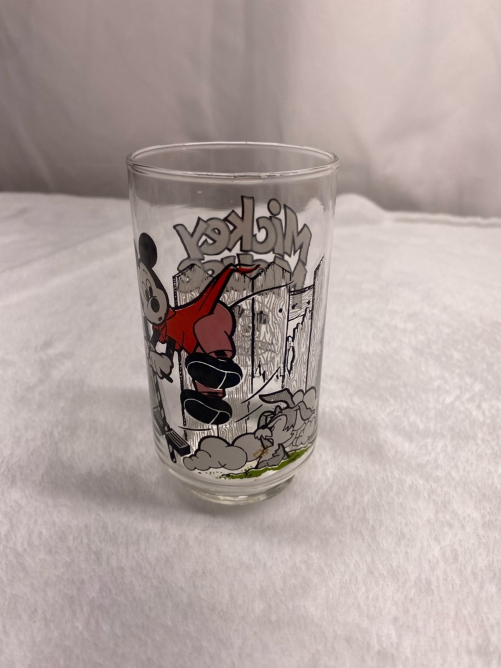 VINTAGE Mickey Mouse Club Glass | Walt Disney Mickey Pogo Stick Cup Libbey 1970